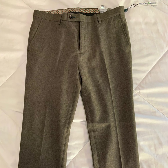 Taupe paisley & gray suit pants - Picture 1 of 4